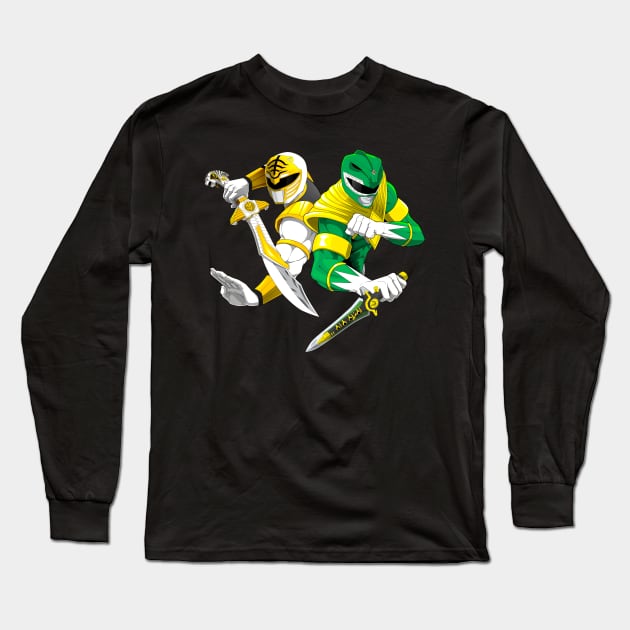 Green and White Power Rangers Long Sleeve T-Shirt by CoolDojoBro